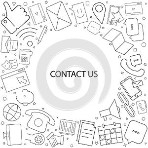 Contact us background from line icon