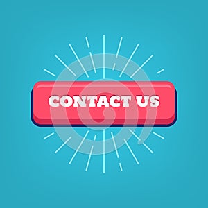 Contact us button with rays for customer support inquiry hotline. Vector.