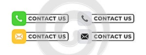 Contact us buttons. Contact information icons set. Vector scalable graphics