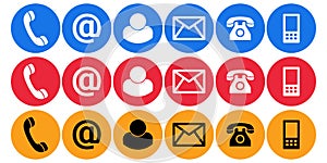 Contact us call mail plain icons