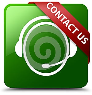 Contact us customer care icon green square button