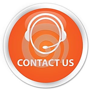 Contact us (customer care icon) premium orange round button