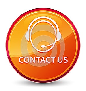 Contact us (customer care icon) special glassy orange round button