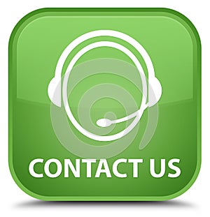 Contact us (customer care icon) special soft green square button