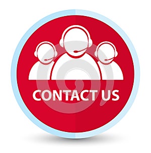 Contact us (customer care team icon) flat prime red round button