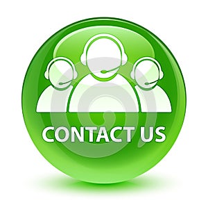 Contact us (customer care team icon) glassy green round button