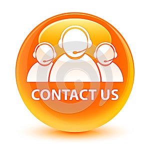 Contact us (customer care team icon) glassy orange round button