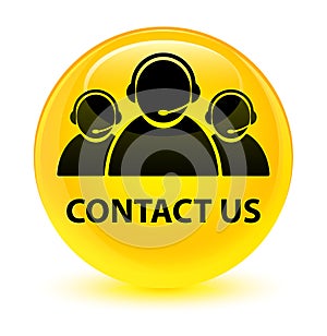 Contact us (customer care team icon) glassy yellow round button