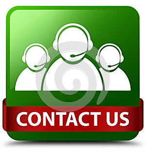 Contact us (customer care team icon) green square button red rib