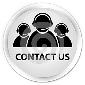 Contact us (customer care team icon) premium white round button