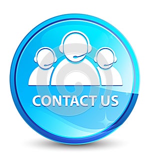 Contact us (customer care team icon) splash natural blue round button