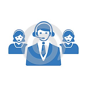 Contact us, customer, service, support, team icon. Blue vector design