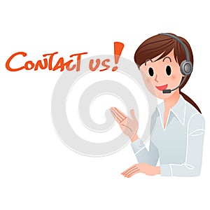 Contact us! Customer service woman smiling