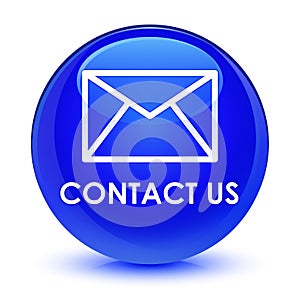 Contact us (email icon) glassy blue round button