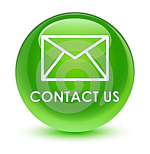 Contact us (email icon) glassy green round button