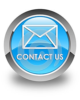 Contact us (email icon) glossy cyan blue round button