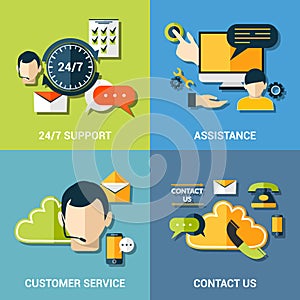 Contact us flat icons composition