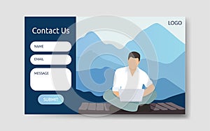 Contact Us Form Template for Web and Landing Page. Online Customer Support and Helpdesk Concept. Flat Cartoon Vector
