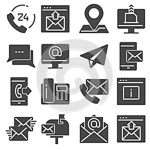 Contact us gray icons for web and mobile app