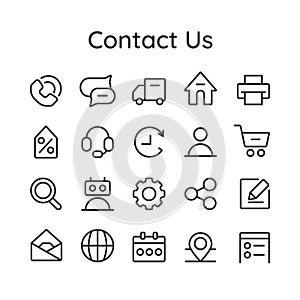 Contact us icon collection for web, mobile app and stories highlights. Customer service. Contact support sign and