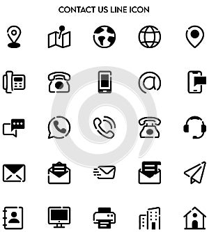 Contact us icon set. Editable Stroke. Pixel Perfect and editable icons For Mobile and Web.