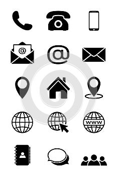 Contact us icon set in flat style