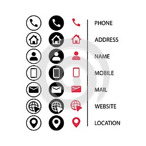 Contact us icon set in flat style. Communication symbol for your web site design, logo, app, UI. Contact button. Vector, mail,