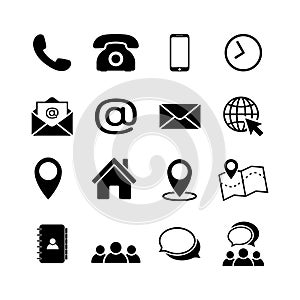 Contact us icon set in flat style