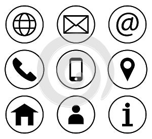 Contact us icon set. Line art style