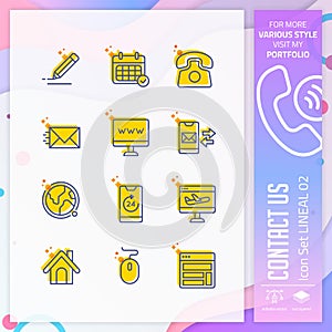 Contact us icon set with lineal style for service symbol. Communication icon bundle can use for website, app, UI, infographic,