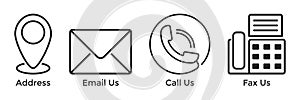 Contact Us Icon Set Outline Vector For Website and Mobile Apps Business Inquires Page Elements, Contact Information Icon Set For