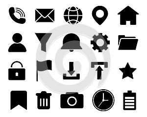 Contact Us Icon Set Vector Illustration, Filled Icons Set For Mobile Applications And Website, UI UX Icon Design, App Icon Set