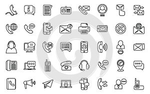 Contact us icons set outline vector. Button call