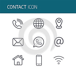 Contact us icons set stock illustration