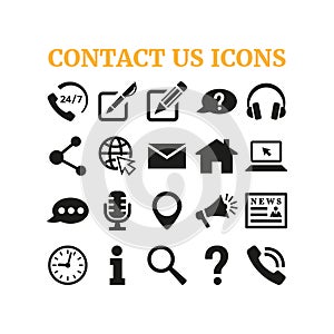 Contact us icons set on white background