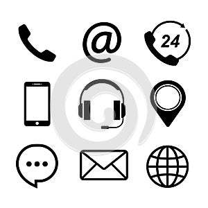 Contact us icons simple flat style