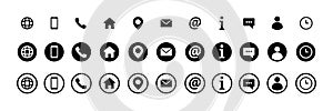 Contact us icons. vector illustration. location, mail, phone, address, web site buttons. modern design. signs on white background