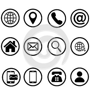 Contact us icons vector set. Web sign illustration collection. communication symbol or logo.