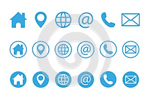 Contact us icons. Web icon set. Vector illustration