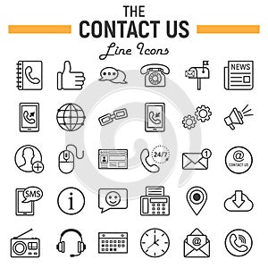 Contact us line icon set, web button signs