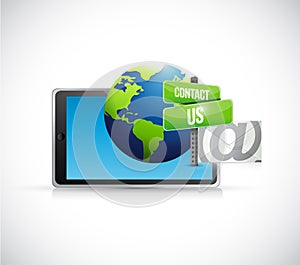 contact us mail tablet sign illustration