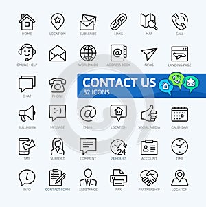 Contact us - minimal thin line web icon set.
