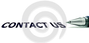 Contact Us Note And Ball Pen On White