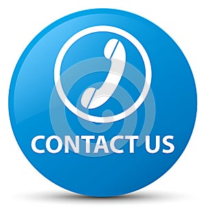 Contact us (phone icon) cyan blue round button