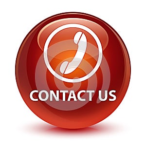 Contact us (phone icon) glassy brown round button