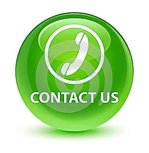 Contact us (phone icon) glassy green round button