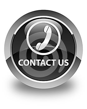 Contact us (phone icon) glossy black round button