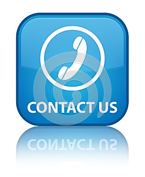 Contact us (phone icon) special cyan blue square button