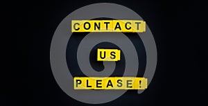 Contact Us Please word on the black background with free place for your text