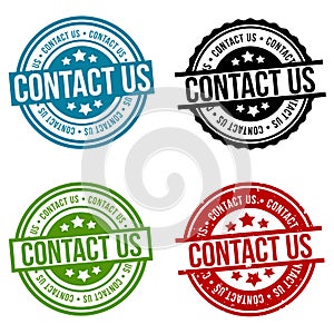 Contact us Round Stamp Collection. Eps10 Vector Badge